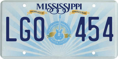 MS license plate LGO454