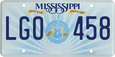 MS license plate LGO458