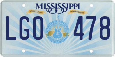 MS license plate LGO478