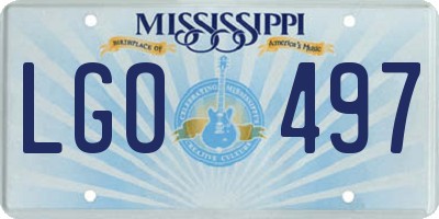 MS license plate LGO497
