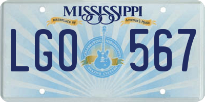 MS license plate LGO567