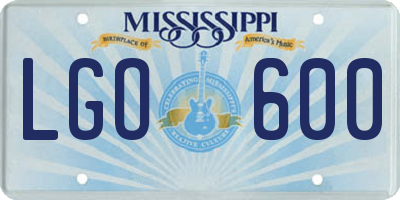 MS license plate LGO600