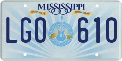 MS license plate LGO610