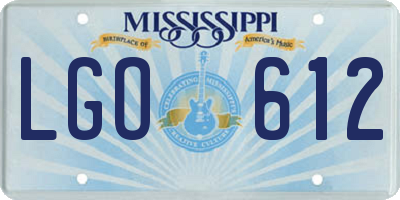MS license plate LGO612