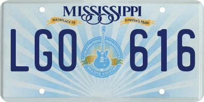 MS license plate LGO616