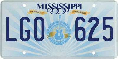MS license plate LGO625