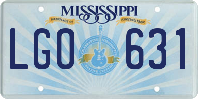 MS license plate LGO631