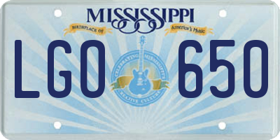 MS license plate LGO650