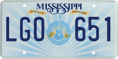 MS license plate LGO651