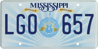 MS license plate LGO657