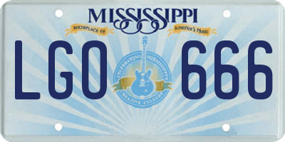 MS license plate LGO666