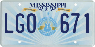 MS license plate LGO671