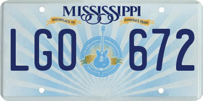 MS license plate LGO672