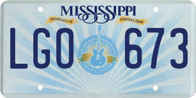 MS license plate LGO673