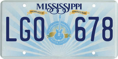 MS license plate LGO678