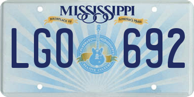 MS license plate LGO692