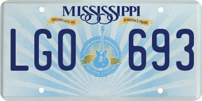 MS license plate LGO693