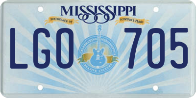 MS license plate LGO705