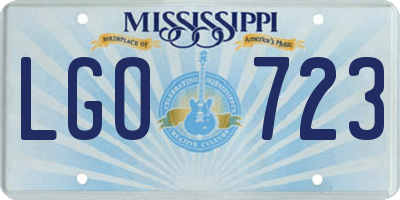 MS license plate LGO723