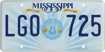 MS license plate LGO725