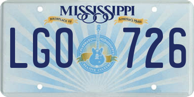 MS license plate LGO726