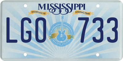MS license plate LGO733