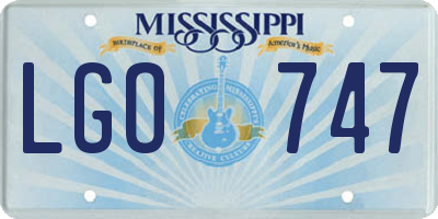 MS license plate LGO747