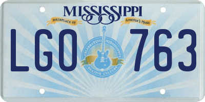 MS license plate LGO763