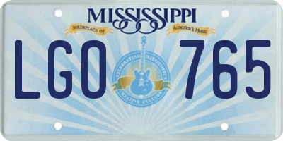 MS license plate LGO765
