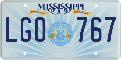MS license plate LGO767