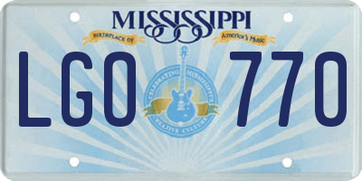 MS license plate LGO770
