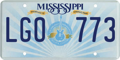 MS license plate LGO773