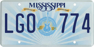 MS license plate LGO774