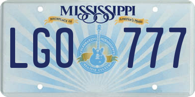 MS license plate LGO777