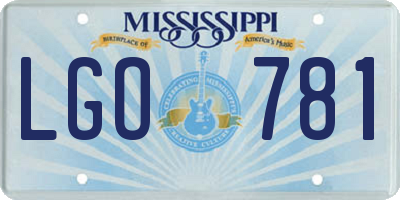 MS license plate LGO781
