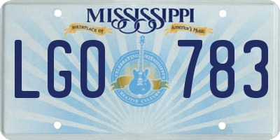MS license plate LGO783