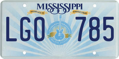 MS license plate LGO785