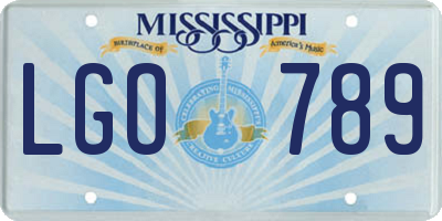 MS license plate LGO789