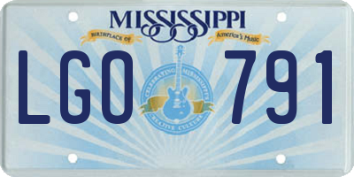 MS license plate LGO791