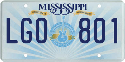 MS license plate LGO801