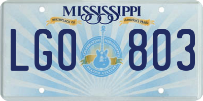 MS license plate LGO803