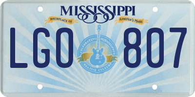 MS license plate LGO807