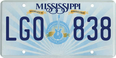 MS license plate LGO838