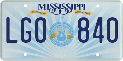 MS license plate LGO840