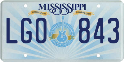 MS license plate LGO843