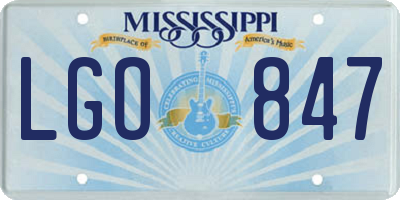 MS license plate LGO847