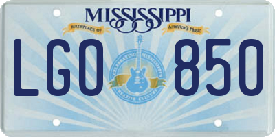 MS license plate LGO850