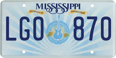 MS license plate LGO870