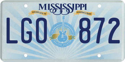 MS license plate LGO872