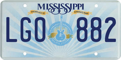 MS license plate LGO882